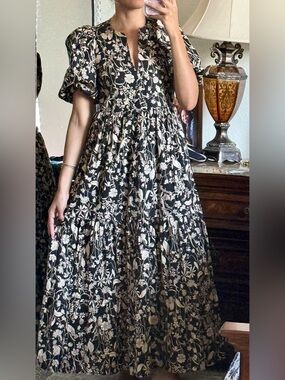 HYACINTH HOUSE Tuckernuck Black & Tan Floral Cisco Maxi Dress